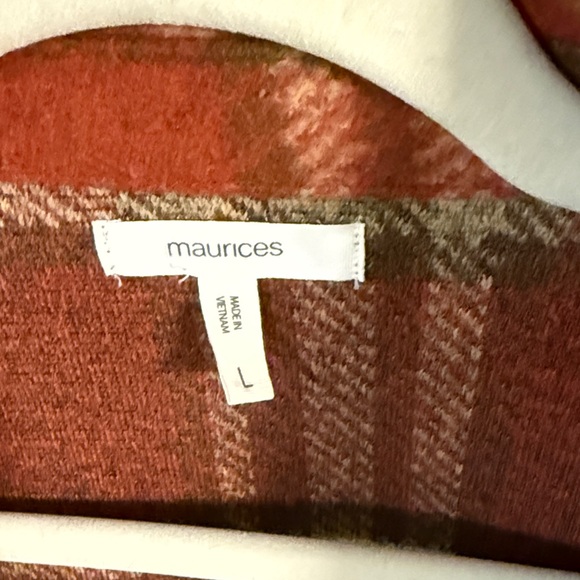 Maurices Rust and Beige Plaid Utility Jacket - Picture 2 of 8